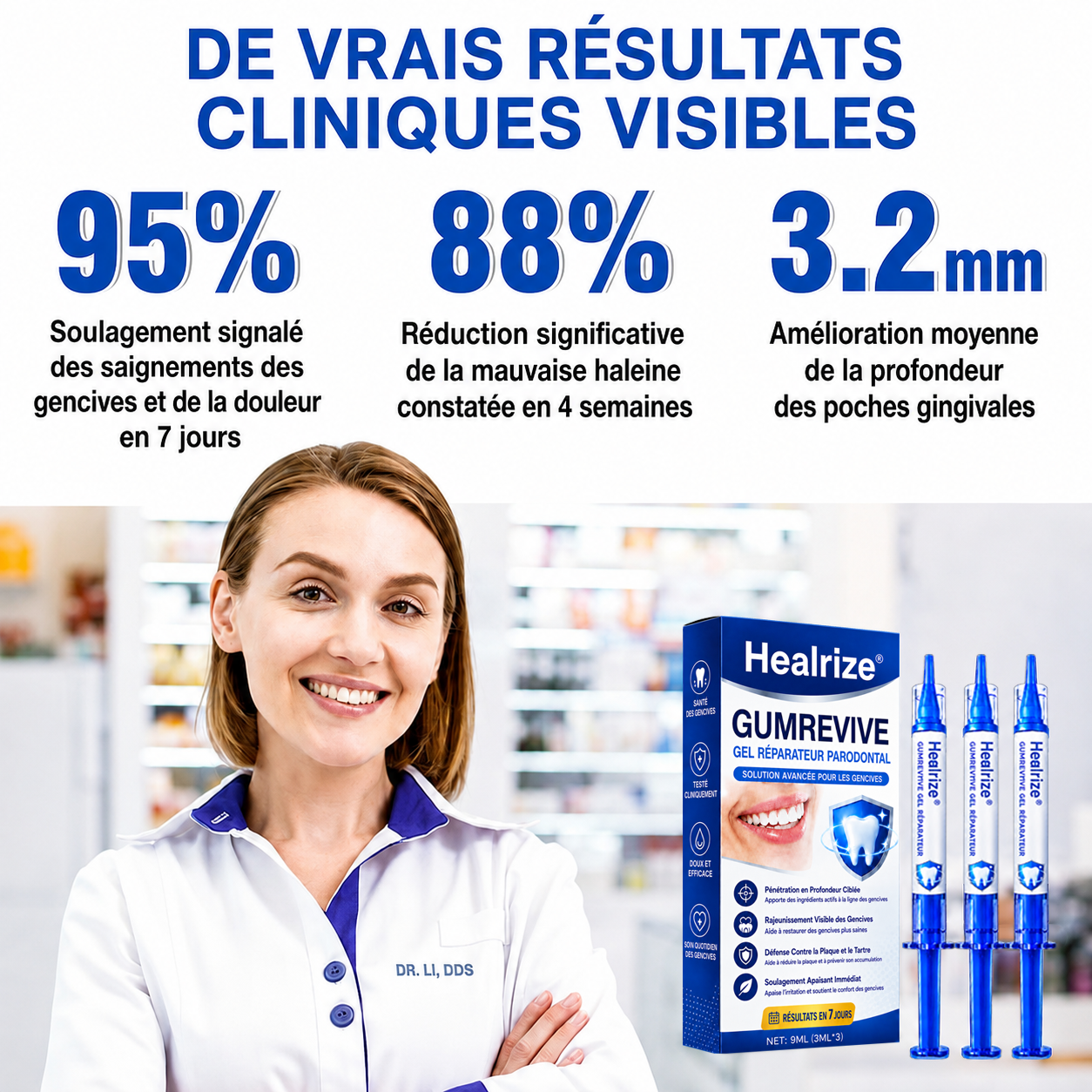 🦷Gel de réparation parodontale Healrize® GumRevive (pour les saignements et la rétraction des gencives ainsi que le déchaussement des dents)🐳